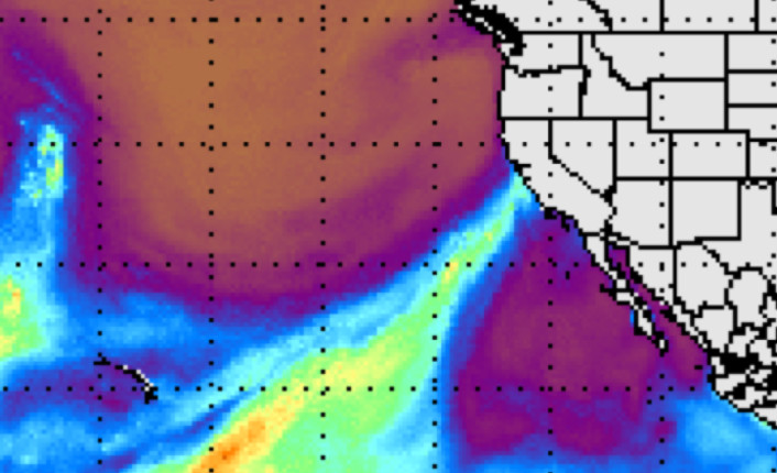Atmospheric River event February 10 00 GMT. Image credit: http://tropic.ssec.wisc.edu/real-time/mimic-tpw/global/main.html